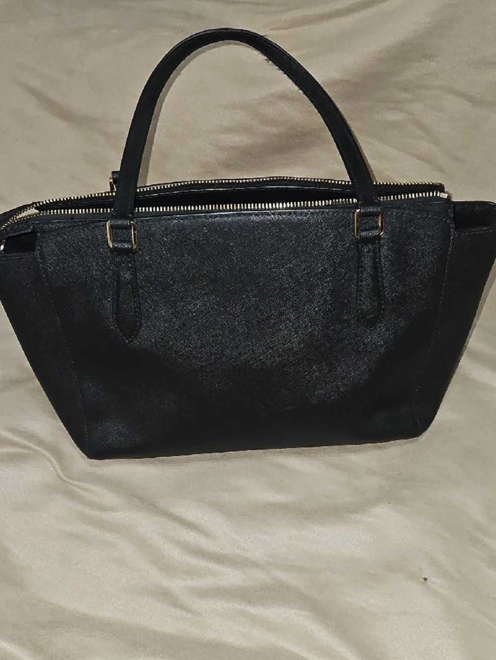 Tory Burch Black Leather Tote with Gold Logo